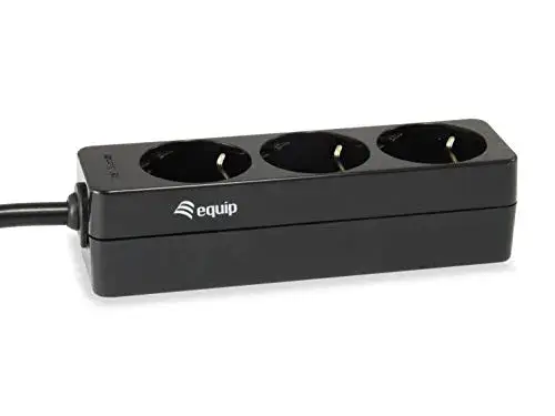 Equip Power Strip IEC Conector com 3 Tomadas Schuko C13 Preto
