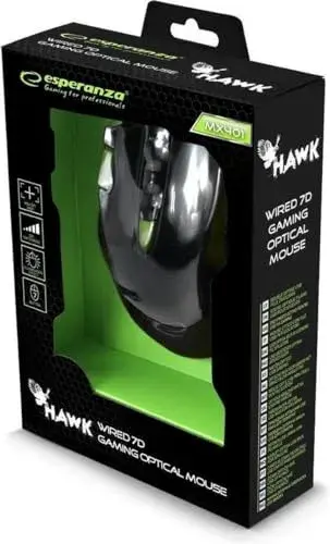 Esperanza MX401 Hawk 2400DPI USB Preto-Verde