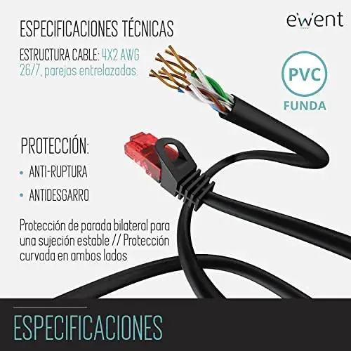 Ewent EWENT Cabo de Rede Patch Cat 6 UTP 3MT Preto
