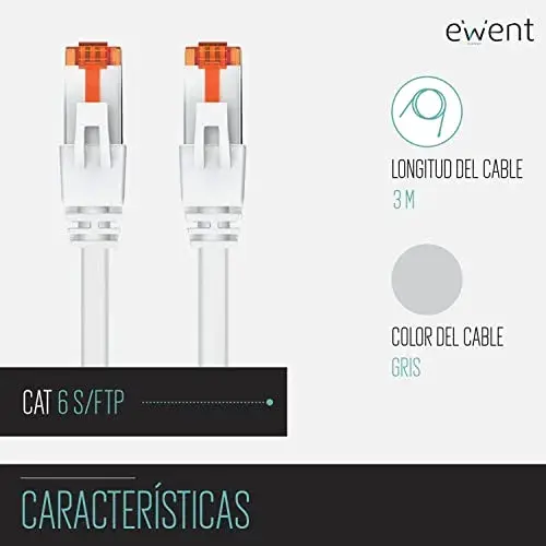 Ewent Patch CAT.6 S/ftp Cabo de Rede 3MT Gray