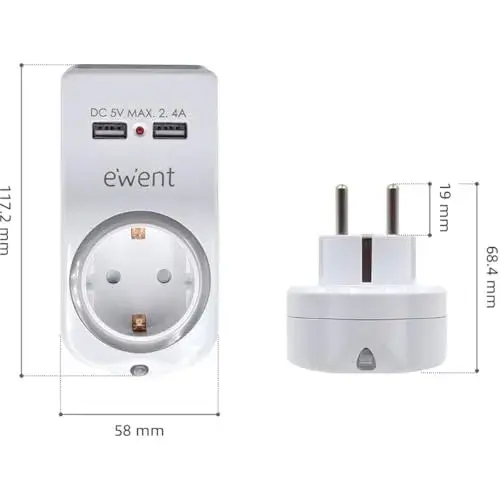 Ewent Carregador USB 2.4A 4 em 1 White
