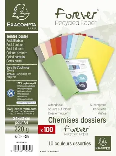 Exacompta Classificador 100 Un. A4 Cores Sortidas 24x32cm