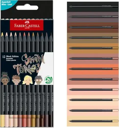 Faber-Castell Lapis Cor Tons Pele 18cm Madeira Preta