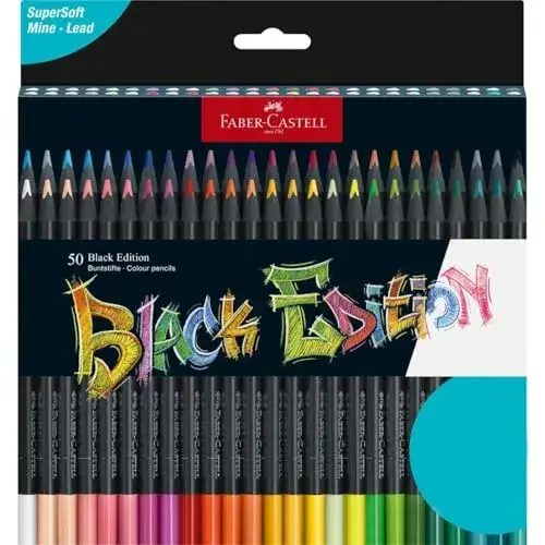 Faber-Castell Lápis de Cor Black Edition 50 cores ergonômicos
