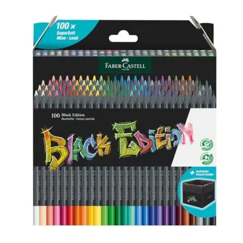 Faber-Castell Lápis de Cor Preto 18cm Estojo com 100 unidades
