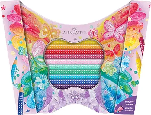 Faber-Castell Lápis de Cor Sparkle 18cm Caixa Metal Borboleta