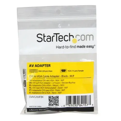 Startech Adaptador DVI-I para VGA Macho/Fêmea Preto