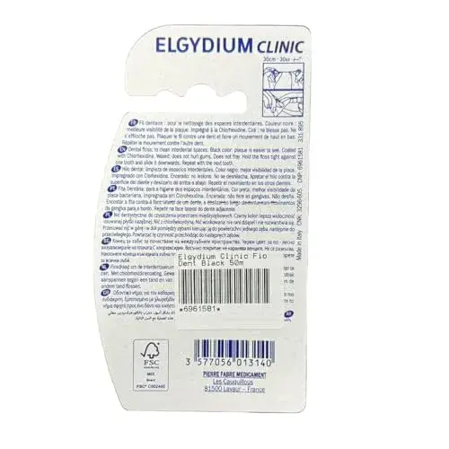 Fio Dentário Elgydium Clinic Preto 50m
