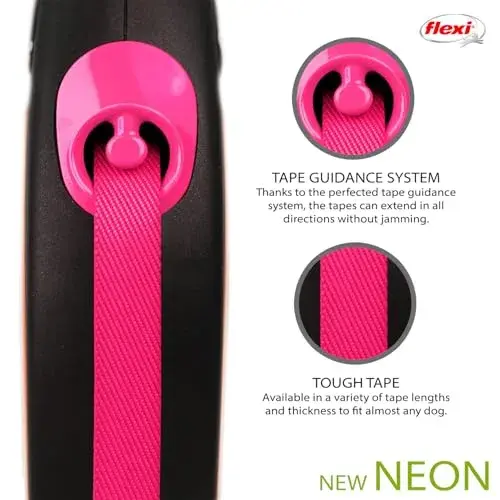 Flexi Trela Extensível Neon Rosa M