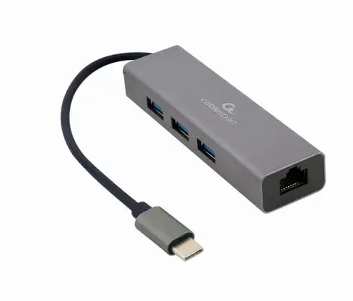 Gembird A-CMU3-LAN-01 HUB USB-C LAN RJ45 3 Portas