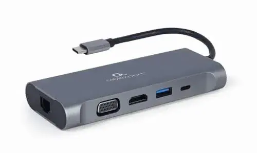 Gembird A-COMBO7-01 Hub USB-C HDMI VGA USB-A 3 portas