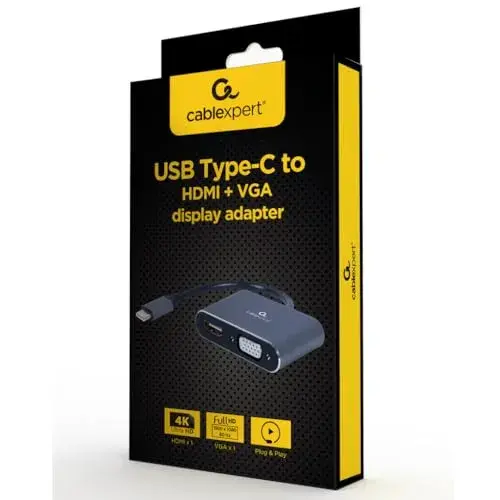 Gembird A-USB3C-HDMIVGA-01 Adaptador USB Type-C para HDMI/VGA 3.2 Gen 1 1 portas