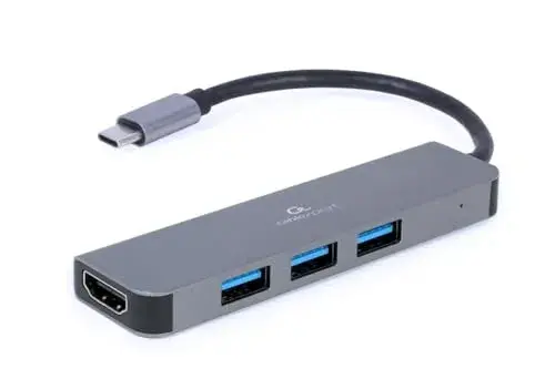 Gembird Adaptador Multi-Portas 2 em 1 HDMI USB 3.2 Tipo C 4 portas