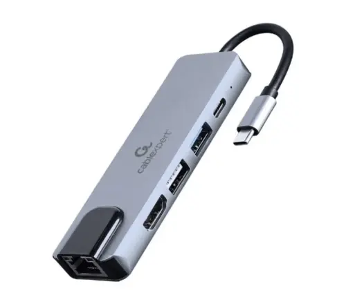 Gembird Adaptador USB-C 5-in-1 Hub HDMI PD LAN