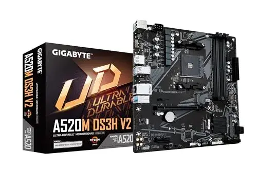 Gigabyte A520M DS3H V2 Rev 1.0 AMD A520 ATX 128GB DDR4 Preto Suporte a múltiplas telas