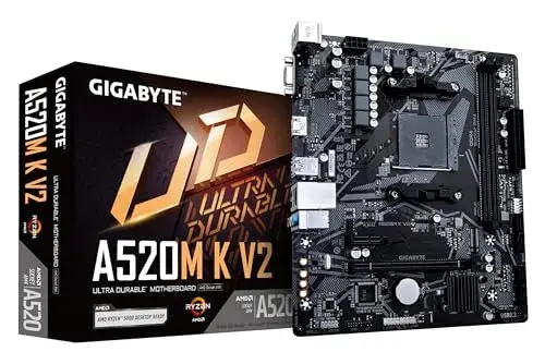 Gigabyte A520MK V2 AMD A520 ATX Preto Compatível com Ryzen 3000 e 5000
