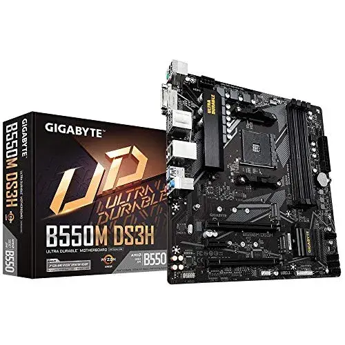 Gigabyte B550M DS3H AMD B550 Preto Suporta Processadores Ryzen DDR4 M.2 HDMI DVI RGB