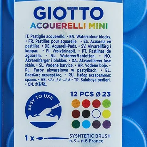 Giotto Aguarelas Pastilhas de Papel 12 Cores