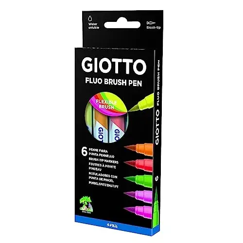Giotto Marcador Turbo Soft Fluo Ponta de Pincel Amarelo Fluo 6 Unidades