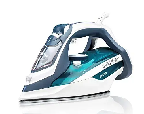 Haeger SI-280.012B 2800W Azul, Branco Ferro a Vapor com Base Cerâmica