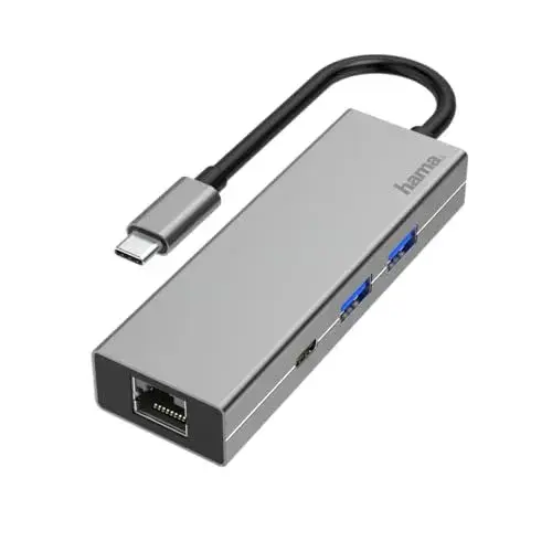 Hama HUB 4 Portas USB-C com Ethernet 4 portas