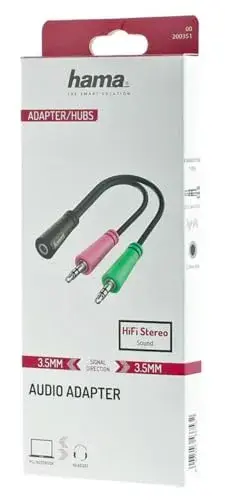Hama Adaptador Jack 3.5 mm 3,5 mm a 3,5 mm stereo flexível