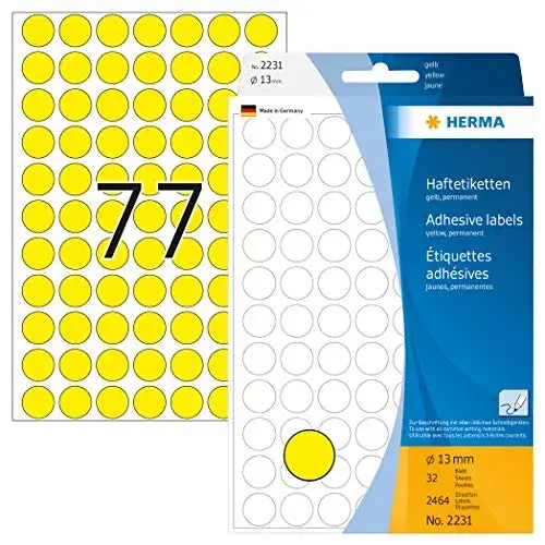 Herma Etiquetas Redondas 2231 13mm Amarelo Multiuso