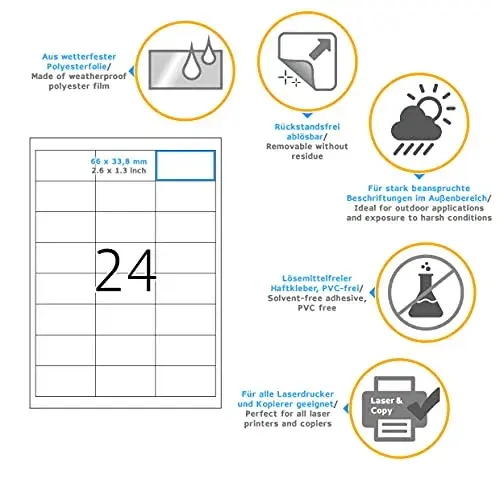 Herma Etiquetas Autocolantes A4 Resistente a Intempéries 480 peças