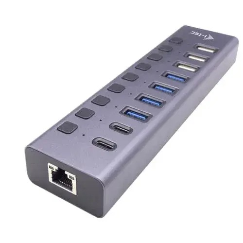 I-Tec Hub USB Cachargehub9lan Cinzento