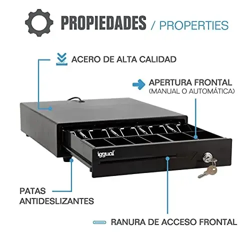 Iggual Gaveta de Dinheiro IRON-10 com conexão RJ11 para negócios