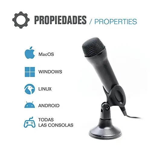 Iggual Microfone USB Preto com suporte e cabo 3 metros