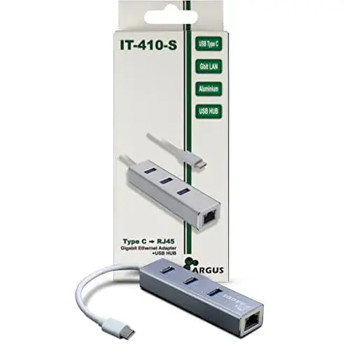 Inter-Tech Adaptador LAN USB-C 3xUSB3.0 1xRJ45