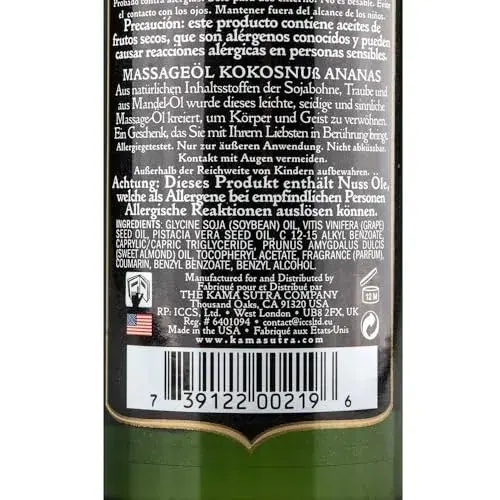 Kamasutra Linha Sensual Óleo de Massagem Coco e Ananás 200ml