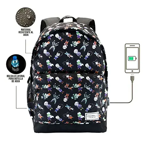 Karactermania Mochila Escolar 45cm Preta com USB e Antivapor