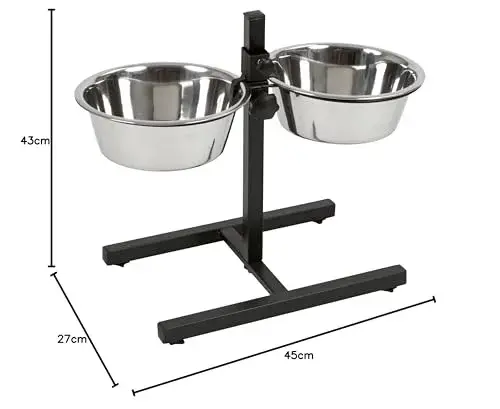 Kerbl Comedouro Regulável em Aço Inoxidável 2x 1800ml