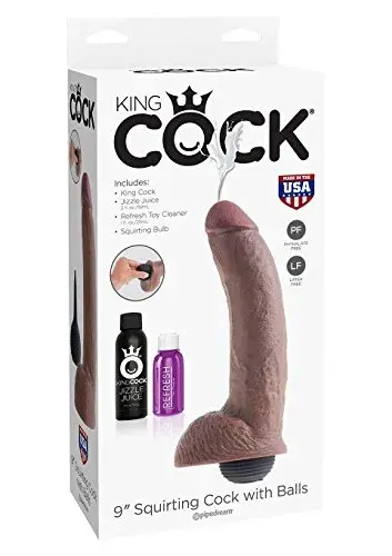 King Cock Dildo Realístico com Ejaculação 9″ Castanho