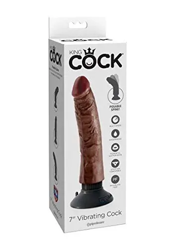 King Cock Dildo Vibrador Estimulador a Glande 17.78 cm Marron