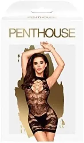 Penthouse Eye-Catcher Mini Vestido de Encaje Preto 36-40 S/L