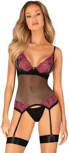 Obsessive Rosenty Corset Sexy Preto M/L