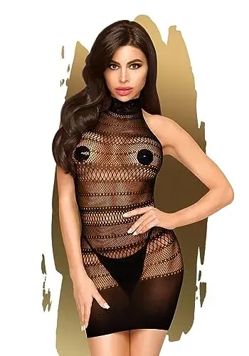 Penthouse Epic Vestido de noite S/L Decote halter Malha fina Ajustado