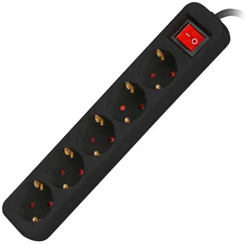 Lanberg PS1-05F-0300-BK Extensão com 5 tomadas Schuko 3m