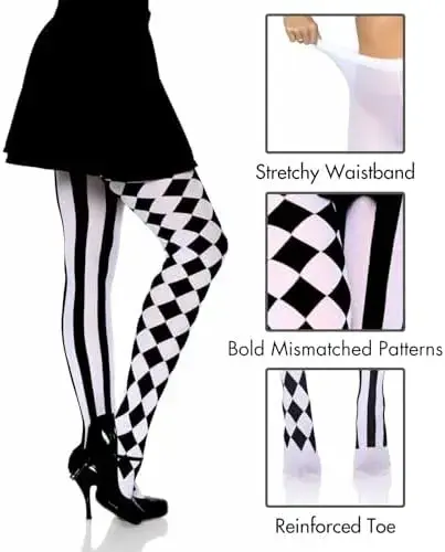 Leg Avenue Acessório de Carnaval Harlequin Preto e Branco