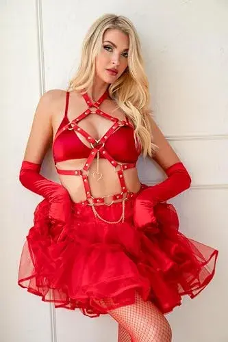 Leg Avenue Arnês de Corpo Coração Vermelho M Corajo Chains