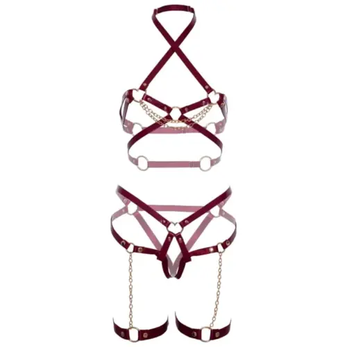 Leg Avenue Harness Bra & Heart Garter S Sedutor Preto S