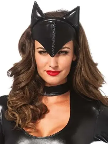 Leg Avenue Máscara de Mulher Gato Preta Semipele