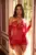 Leg Avenue Mini Vestido de Malha Manga Comprida Vermelho Tamanho Único