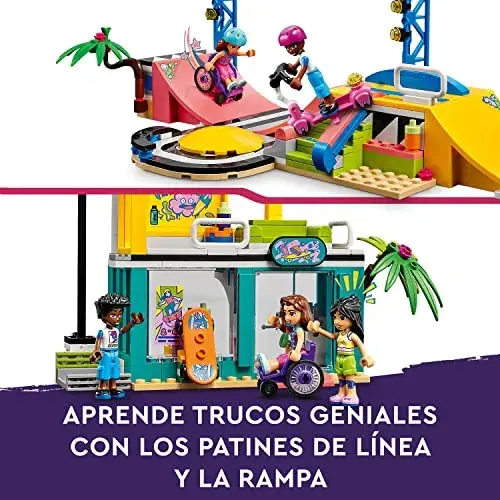 LEGO Friends Parque de Skate 41751 Brinquedo com Personagens e Rampa para Crianças de 6 Anos