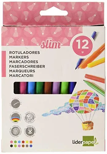 LiderPapel Marcador Feltro Slim 12 Cores 2mm