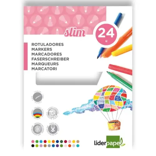 LiderPapel Marcador Feltro Slim 24 Cores 2mm