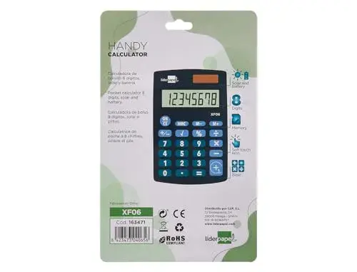 LiderPapel XF06 Calculadora de Bolso 8 Dígitos Solar